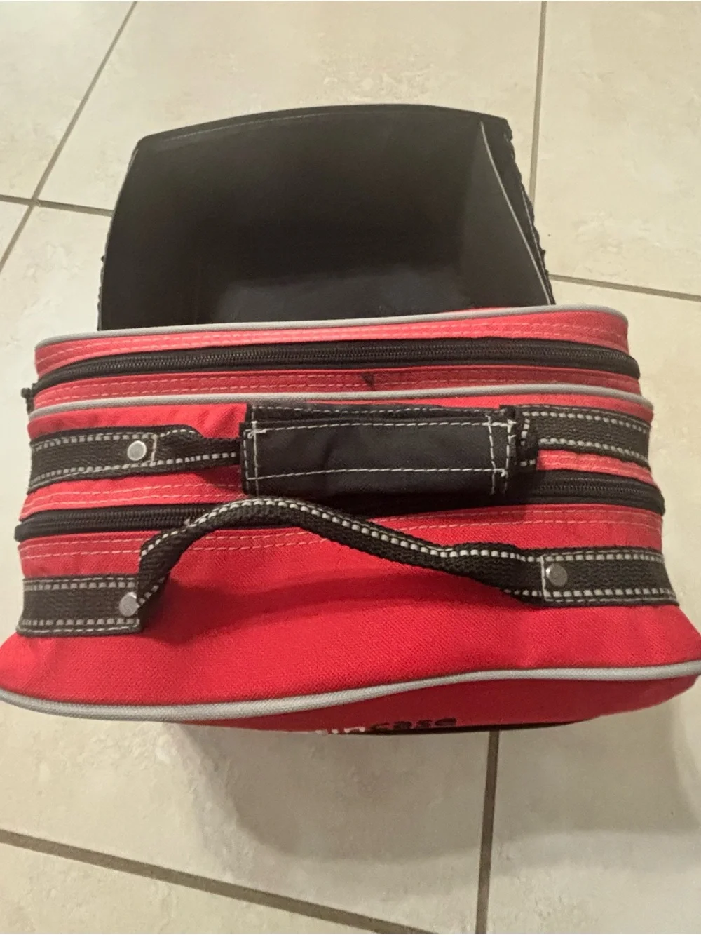 Red and Black Multi-Compartment Storage Organizer Bag
